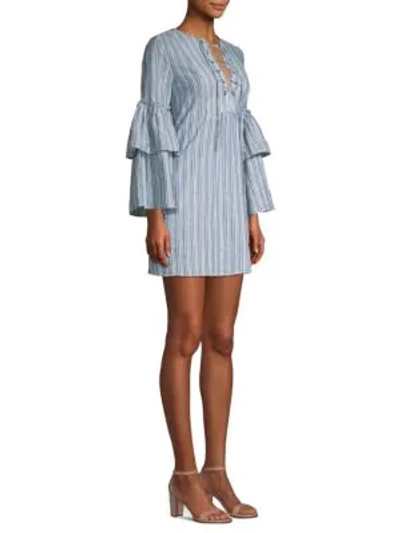 Shop Bcbgmaxazria Striped Lace-up Mini Dress In Grey