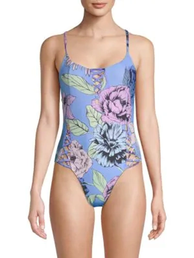 Shop 6 Shore Road Waterfall Floral One-piece In Bermuda Garden Blue