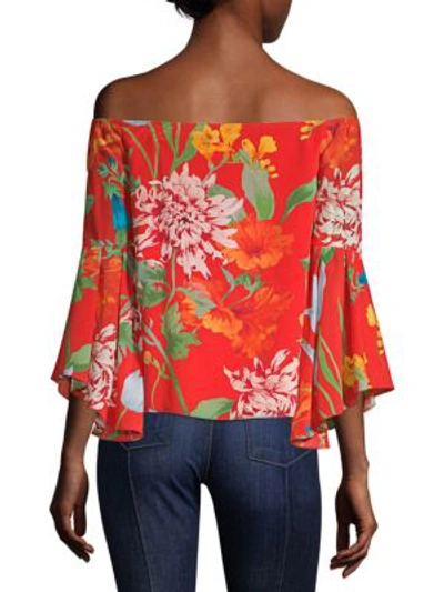 Shop Alice And Olivia Shera Off-the-shoulder Top In Greenwich Garden Poppy