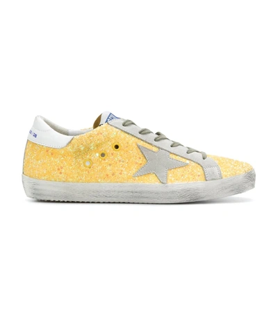 Shop Golden Goose Yellow Glitter Superstar Sneaker