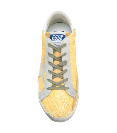 Shop Golden Goose Yellow Glitter Superstar Sneaker