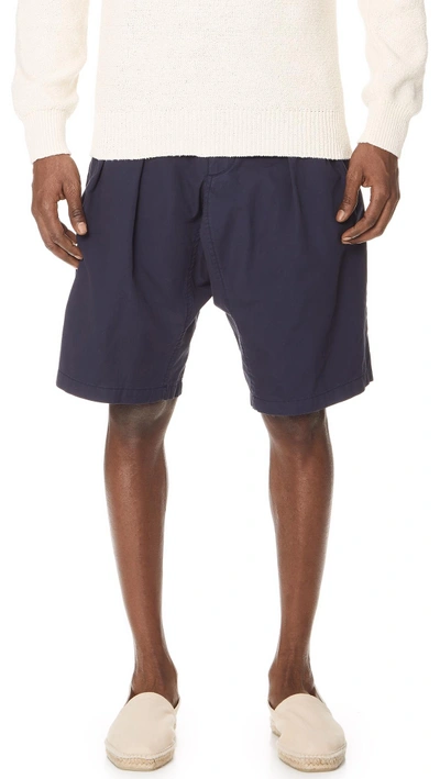 Shop Monitaly Drop Shorts In Poplin Navy