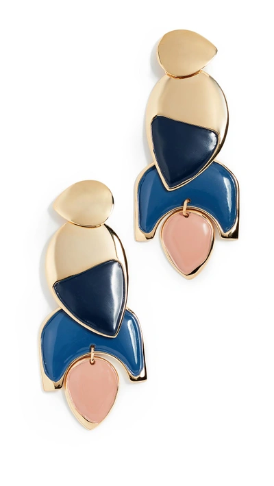 Shop Lizzie Fortunato Blue Horizon Earrings In Gold/blue