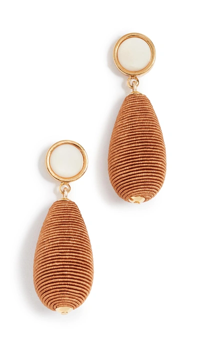Shop Lizzie Fortunato Terracotta Drop Earrings In Brass/pearl