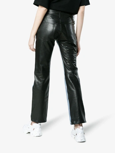 Shop Vetements Denim And Leather Contrasting Jeans In Blue