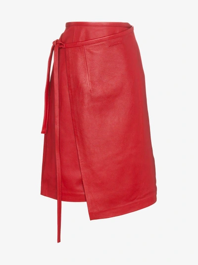 Shop Vetements Wrap Leather Skirt In Red