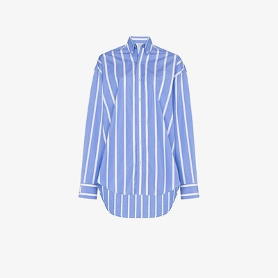 Shop Vetements Striped Cotton Shirt In Blue