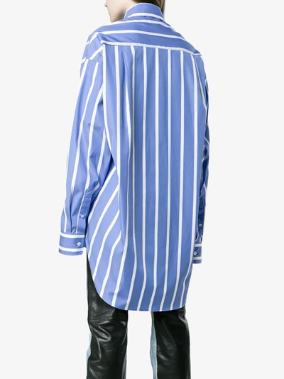 Shop Vetements Striped Cotton Shirt In Blue