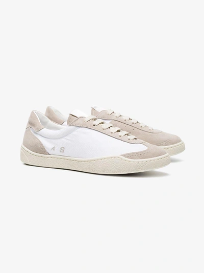 Shop Acne Studios Beige And White Lhara Suede Sneakers