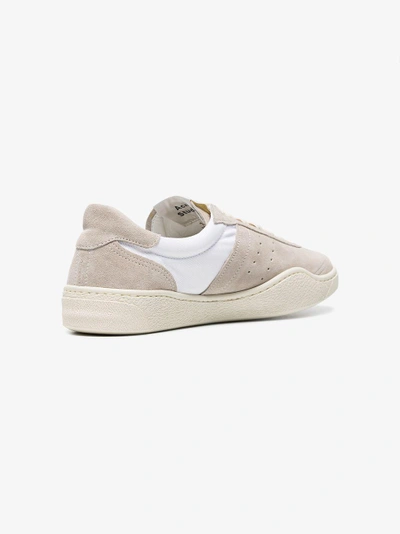 Shop Acne Studios Beige And White Lhara Suede Sneakers