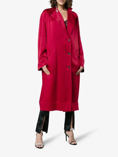 Shop Haider Ackermann Single Breasted Raglan Sleeve Coat In Red