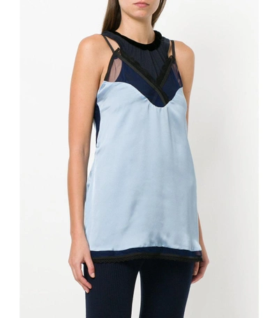 Shop Sacai Camisole Layer Blouse In Blue