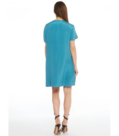 Shop Valentino Two-tone Silk Mini Dress In Blue