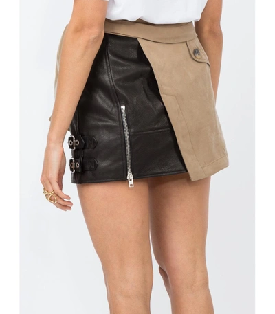 Alexander Wang Trench Combo Leather Miniskirt In Sable | ModeSens