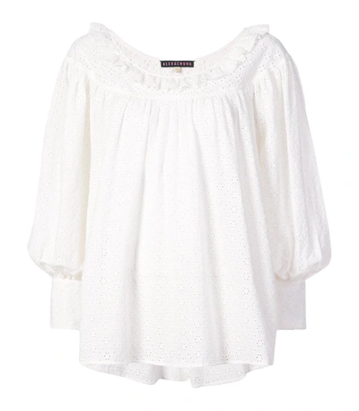 Shop Alexa Chung Embroidered Long-sleeve Blouse In White