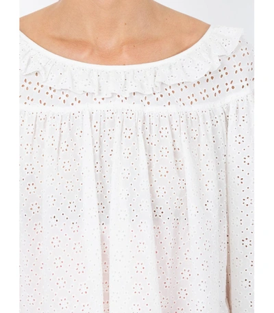 Shop Alexa Chung Embroidered Long-sleeve Blouse In White
