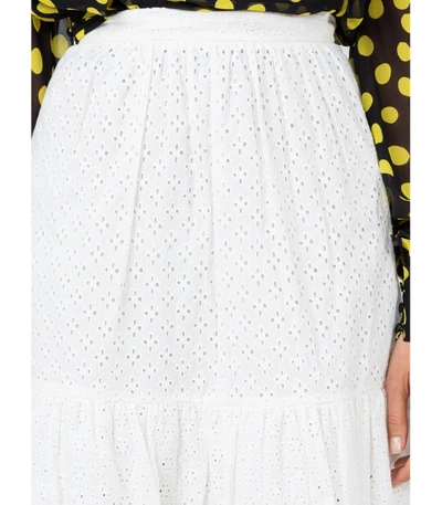 Shop Alexa Chung Embroidered Flared Midi Skirt In White