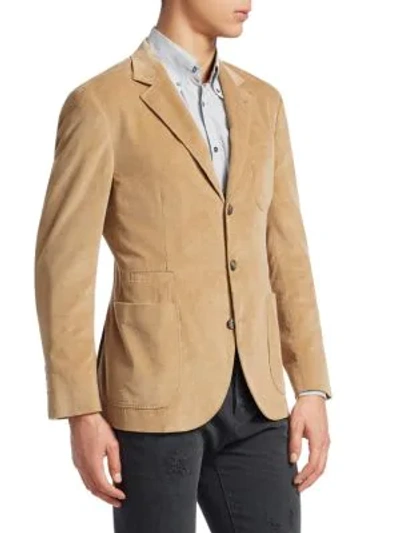 Shop Brunello Cucinelli Corduroy Blazer Jacket In Camel