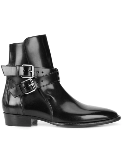 Shop Amiri Patent Buckled Boots - Black