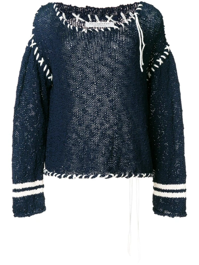 Shop Philosophy Di Lorenzo Serafini Contrast Stitch Sweater - Blue