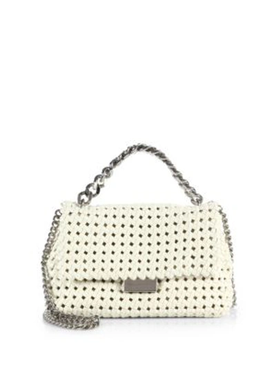 Shop Stella Mccartney Becket Small Woven Faux Leather Shoulder Bag In Ivory