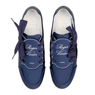 Shop Roger Vivier Sporty Viv' Etiquette Embroidery In Blue