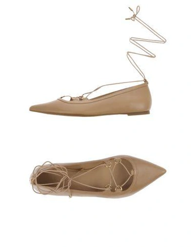 Shop Michael Michael Kors Ballet Flats In Sand