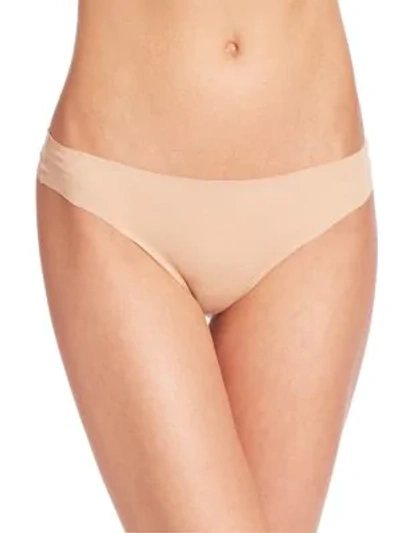 Shop Hanro Invisible Cotton Thong In Beige