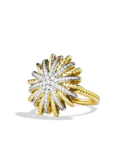 Shop David Yurman Starburst Ring With Diamonds In Gold