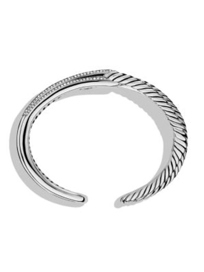 Shop David Yurman Labyrinth Double-loop Cuff With Diamonds In Silver