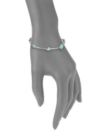 Shop Ippolita Stella Turquoise, Mother-of-pearl, Diamond & Sterling Silver Doublet Bangle Bracelet In Silver-turquoise