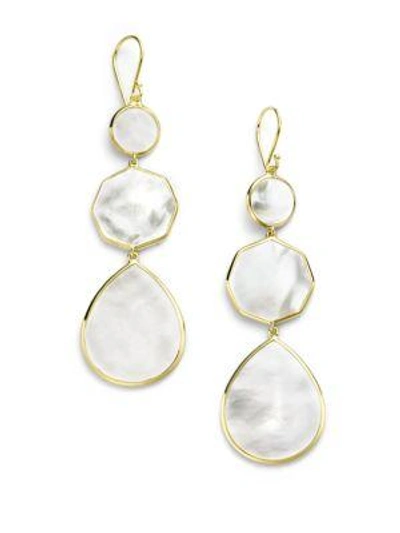 Shop Ippolita Polished Rock Candy 18k Yellow Gold & Mother-of-pearl Crazy 8's Triple-drop Earrings