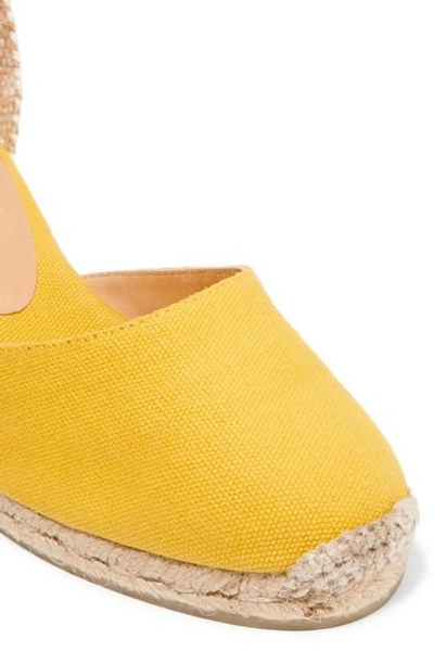 Shop Castaã±er Carina 60 Canvas Wedge Espadrilles In Mustard