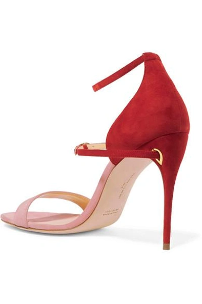 Shop Jennifer Chamandi Roland Two-tone Suede Sandals In Pink