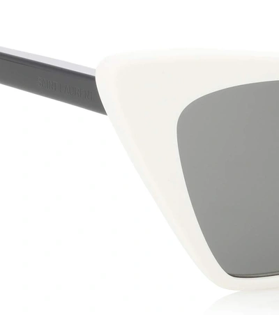 Shop Saint Laurent New Wave 244 Victoire Sunglasses In White