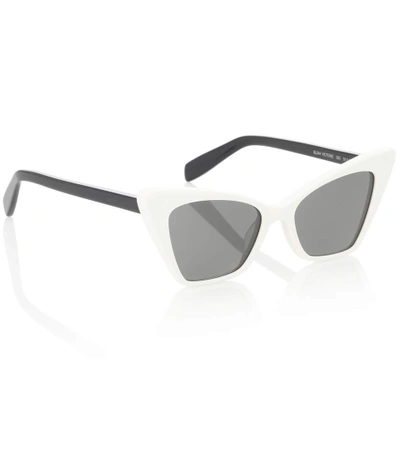 Shop Saint Laurent New Wave 244 Victoire Sunglasses In White