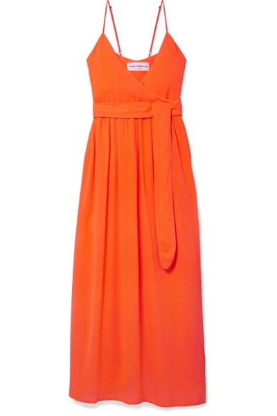 Shop Mara Hoffman Alma Wrap-effect Crepon Midi Dress In Orange