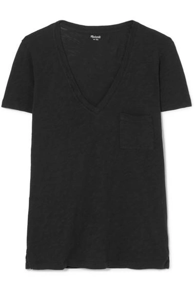Shop Madewell Whisper Slub Cotton-jersey T-shirt In Black