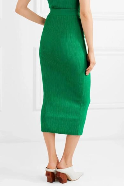 Shop Simon Miller Marsing Ribbed-knit Midi Skirt In Green