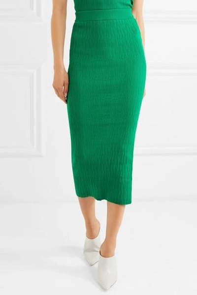 Shop Simon Miller Marsing Ribbed-knit Midi Skirt In Green