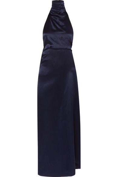 satin halterneck maxi dress