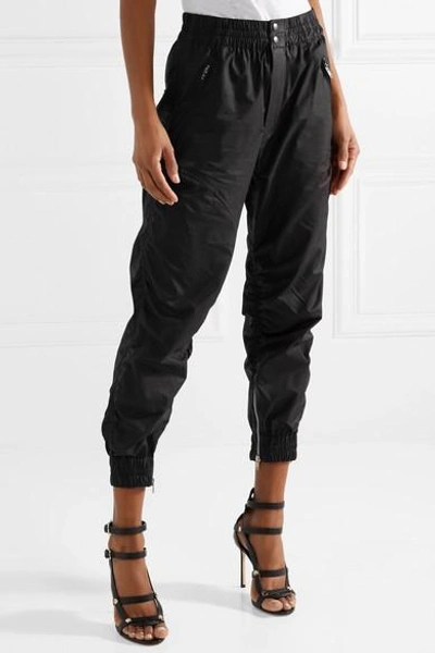 Shop Isabel Marant Marston Ruched Cotton-gabardine Tapered Pants In Black