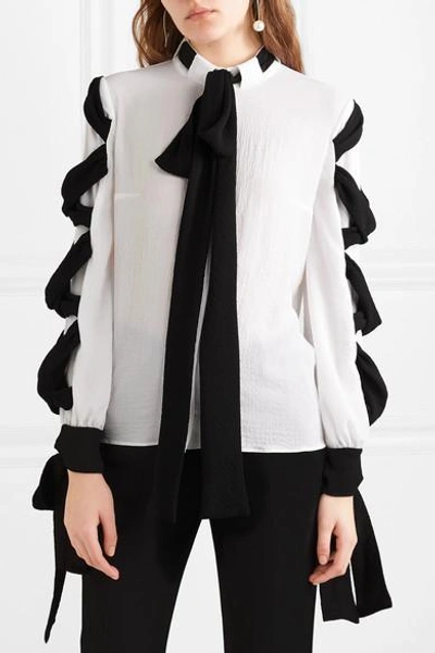 Shop Emilia Wickstead Fritz Tie-detailed Crinkled-crepe Blouse In White