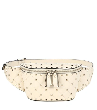 Shop Valentino Rockstud Leather Belt Bag In White