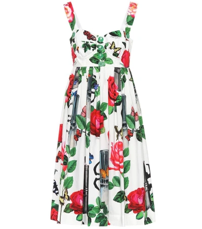 Shop Dolce & Gabbana Cotton Poplin Sun Dress In Multicoloured
