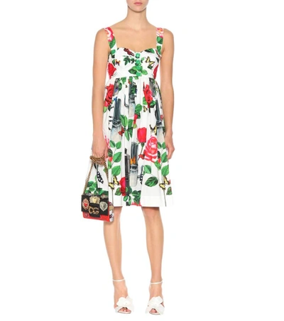 Shop Dolce & Gabbana Cotton Poplin Sun Dress In Multicoloured