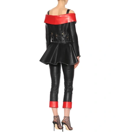 Shop Alexander Mcqueen Embellished Leather Jacket In Black