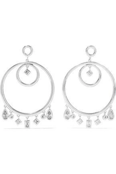 Shop Luv Aj Woman The Hanging Stone Silver-tone Crystal Earrings Silver
