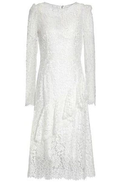 Shop Dolce & Gabbana Woman Ruffled Corded Lace Dress White