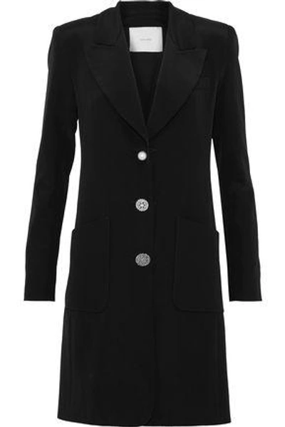 Shop Adam Lippes Woman Embellished Silk-satin Jacket Black